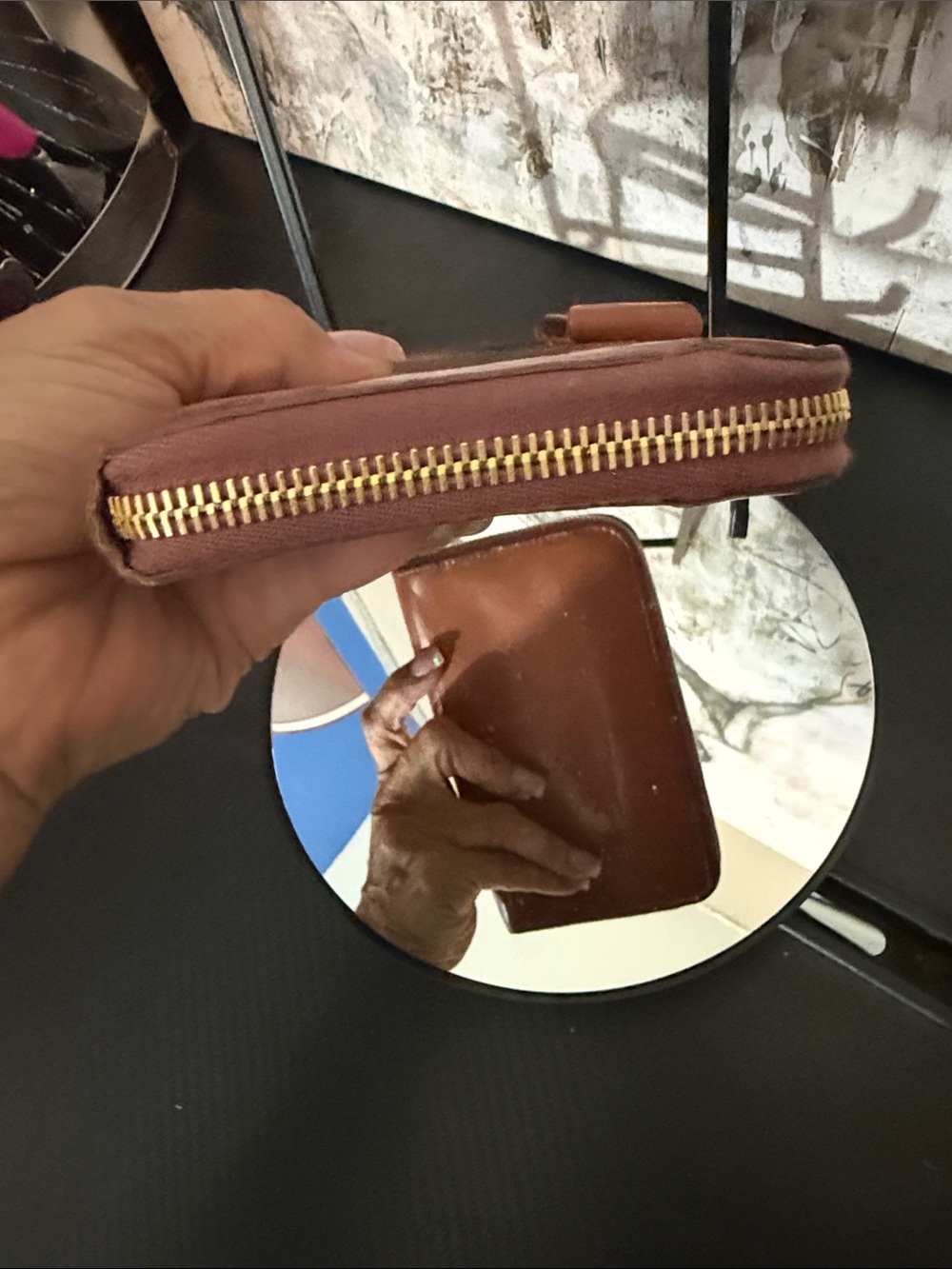 Miu Miu Brown Bow-Accent Zip Wallet - Picture 8 of 9